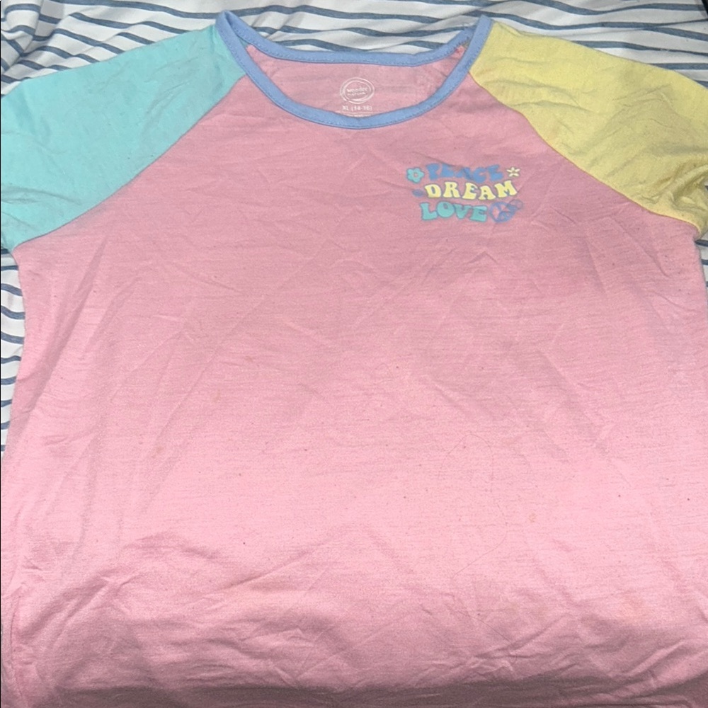 Wonder Nation Pink and Yellow Short Sleeve Tees